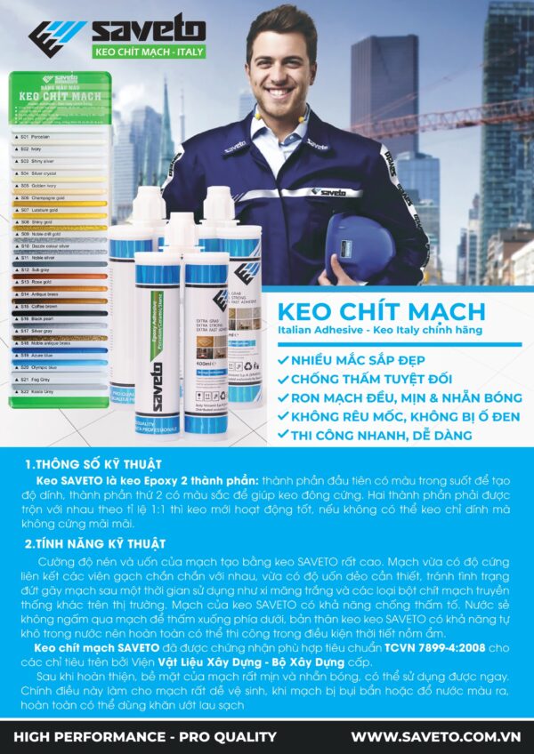Powder Saveto Saveto keo chít mạch chà ron từ Italia - Sản phẩm tốt nhất Việt Nam.